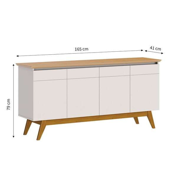 Buffet Classic 4 Pt Off White E Nature - Biblos Moveis