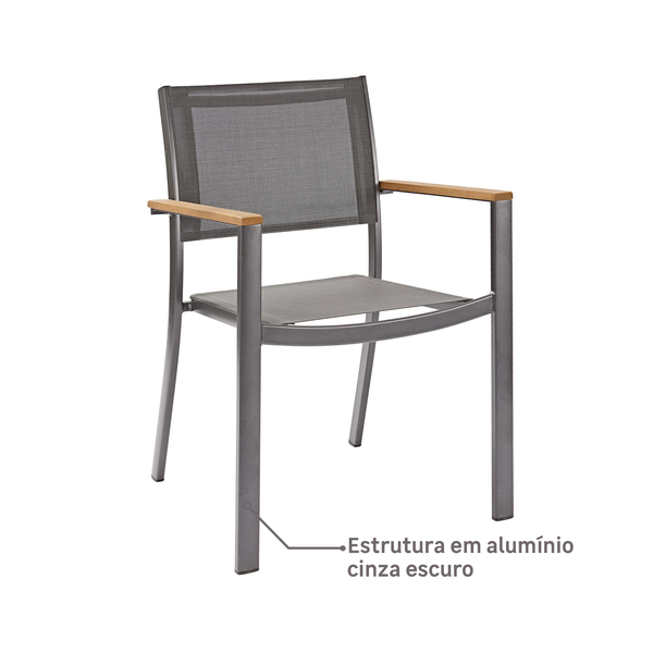 Cadeira de Jardim em Alumínio 84x55cm Cinza Oris Naterial - Biblos Moveis