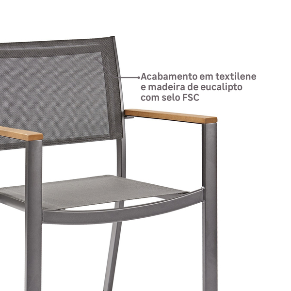 Cadeira de Jardim em Alumínio 84x55cm Cinza Oris Naterial - Biblos Moveis