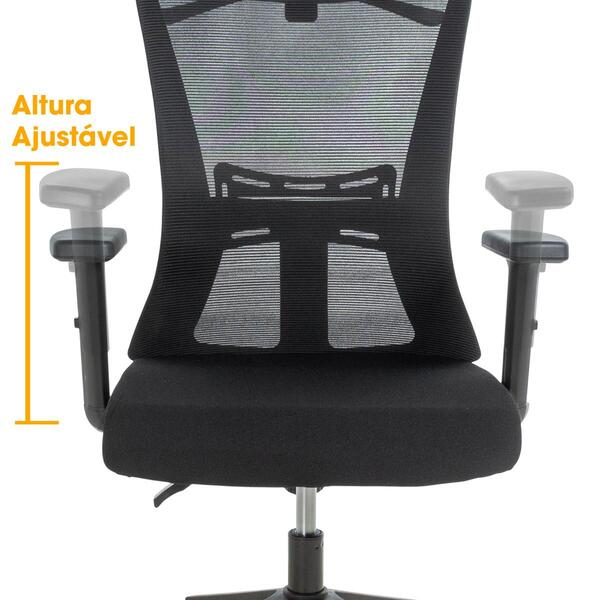 Cadeira De Escritório Ergonômica Imperial Com Apoio De Cabeça E Relax - Preto - Biblos Moveis