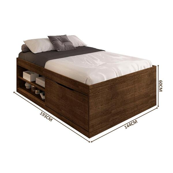 Cama Bau Casal Com Sapateira Embutida Malbec Vanessa Framar - Biblos Moveis
