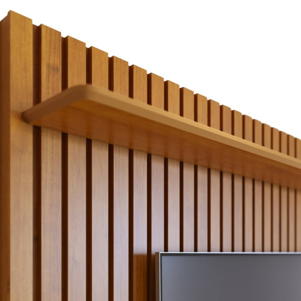 Painel de Parede Ripado Madeira Maciça Home Suspenso Sala Estar para Tv's de até 75 Polegadas Loft 1.8 Imcal - Nature - Biblos Moveis