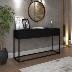 Aparador Sala De Jantar Estilo Industrial 2 Gavetas Linha Alta Preto - Biblos Moveis