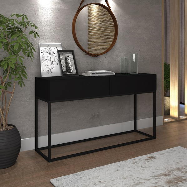 Aparador Sala De Jantar Estilo Industrial 2 Gavetas Linha Alta Preto - Biblos Moveis