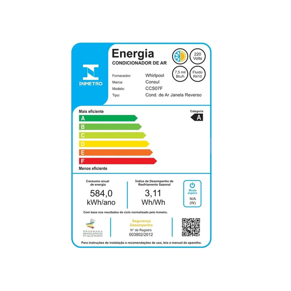 Ar Condicionado Janela 7500 BTUs Frio Branco 220V CCB07FB Consul - Biblos Moveis