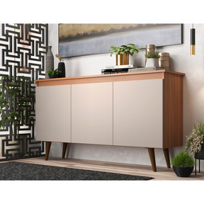 Buffet 3 Portas 136cm Retrô Elza Yescasa Freijó/off White - Biblos Moveis