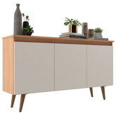 Buffet 3 Portas 136cm Retrô Elza Yescasa Freijó/off White - Biblos Moveis