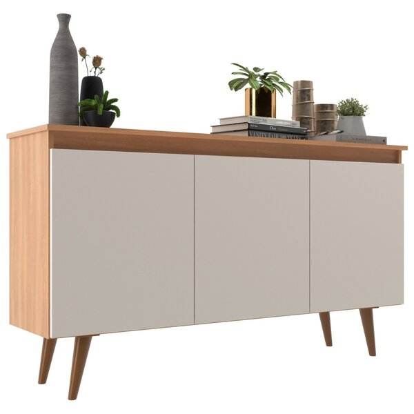 Buffet 3 Portas 136cm Retrô Elza Yescasa Freijó/off White - Biblos Moveis