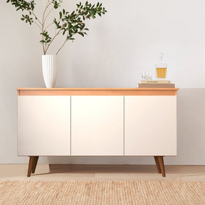 Buffet 3 Portas 136cm Retrô Elza Yescasa Freijó/off White - Biblos Moveis
