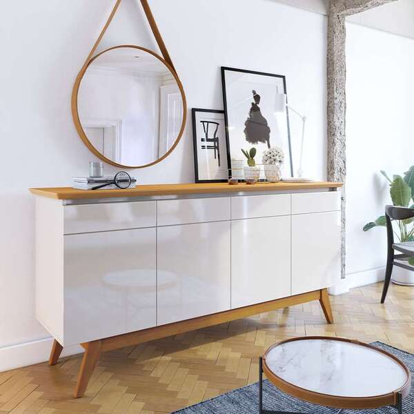 Buffet Classic 4 Pt Off White E Nature - Biblos Moveis
