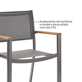 Cadeira de Jardim em Alumínio 84x55cm Cinza Oris Naterial - Biblos Moveis