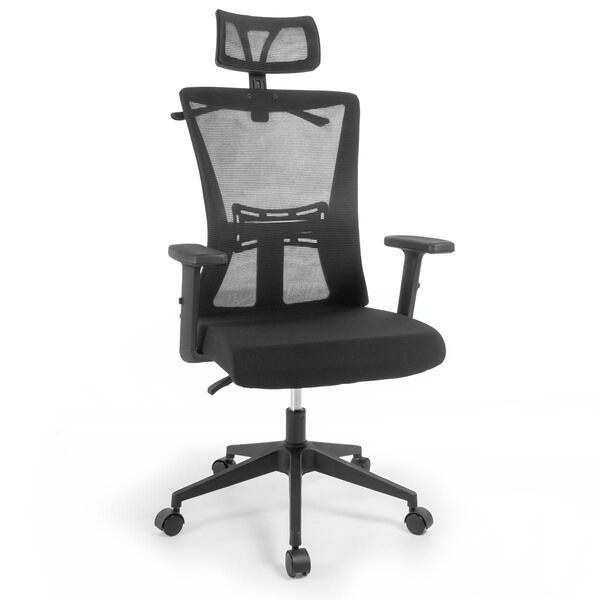 Cadeira De Escritório Ergonômica Imperial Com Apoio De Cabeça E Relax - Preto - Biblos Moveis