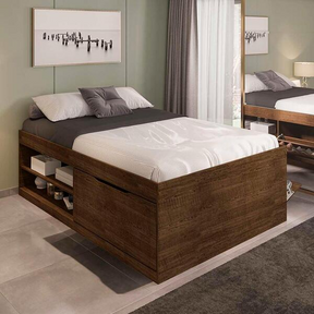 Cama Bau Casal Com Sapateira Embutida Malbec Vanessa Framar - Biblos Moveis