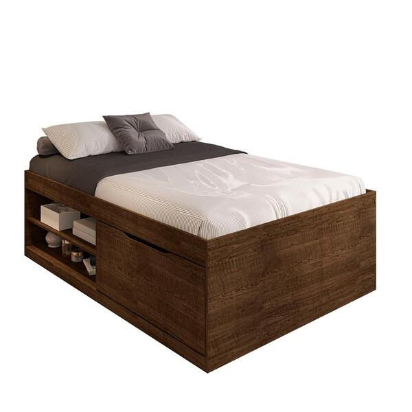 Cama Bau Casal Com Sapateira Embutida Malbec Vanessa Framar - Biblos Moveis