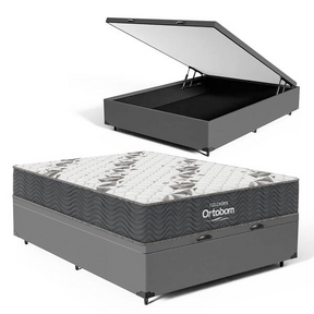 Cama Box Baú Com Colchão De Espuma D33 Ortobom Airtech 100 Casal 138cm - Biblos Moveis