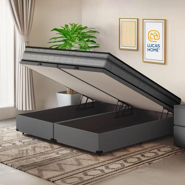 Cama Box Baú Com Colchão De Espuma D33 Ortobom Airtech 100 Casal 138cm - Biblos Moveis