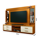 Estante Home Theater Com Espelho E Vidro Para Tv Até 75 Polegadas 2,40m Leni Edn - Biblos Moveis
