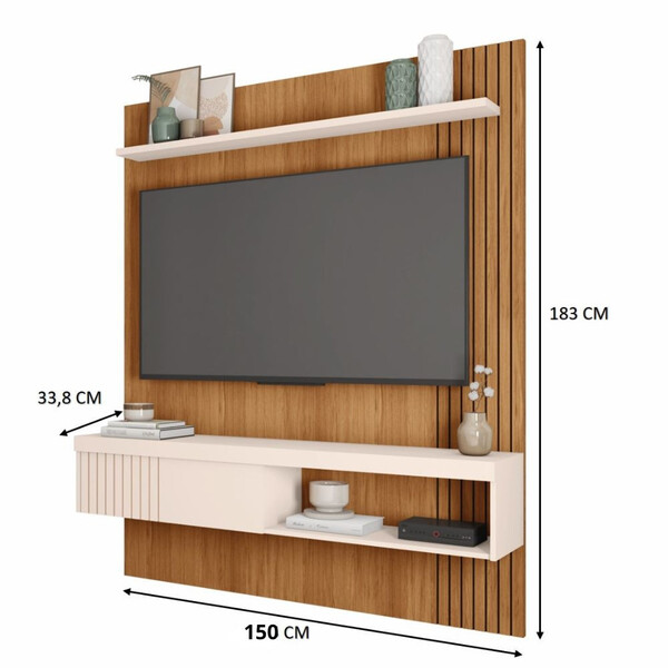 Painel Para Tv Ate 55 Esmeralda Caemmun 1,50 - Biblos Moveis