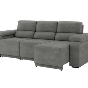 Sofá Retrátil Desmontável Suede 2,10m 3 Lugares Fox Cinza - Biblos Moveis