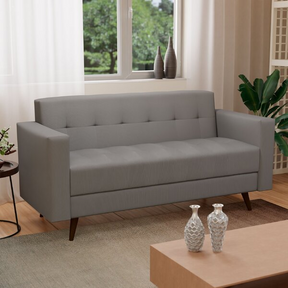 Sofá Vitrola 3 Lugares Suede Cinza - Biblos Moveis