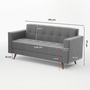 Sofá Vitrola 3 Lugares Suede Cinza - Biblos Moveis