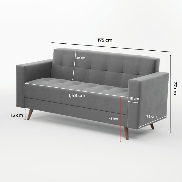 Sofá Vitrola 3 Lugares Suede Cinza - Biblos Moveis
